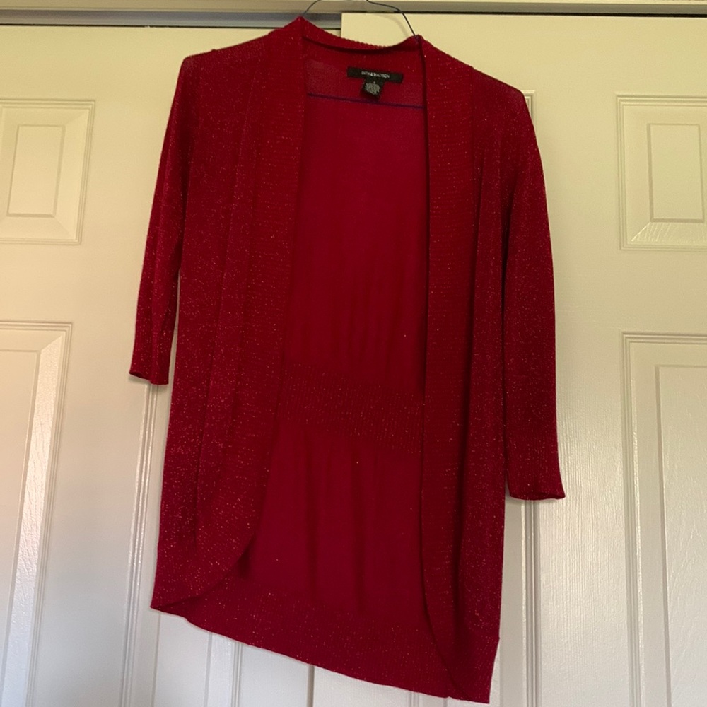 89th & Madison Red Shimmer Cardigan Size Small